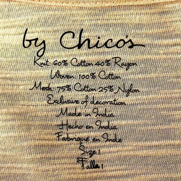 Chico's Slub Tee Size 1 (8) Medium Embroidered Lace Orange - Picture 11 of 13